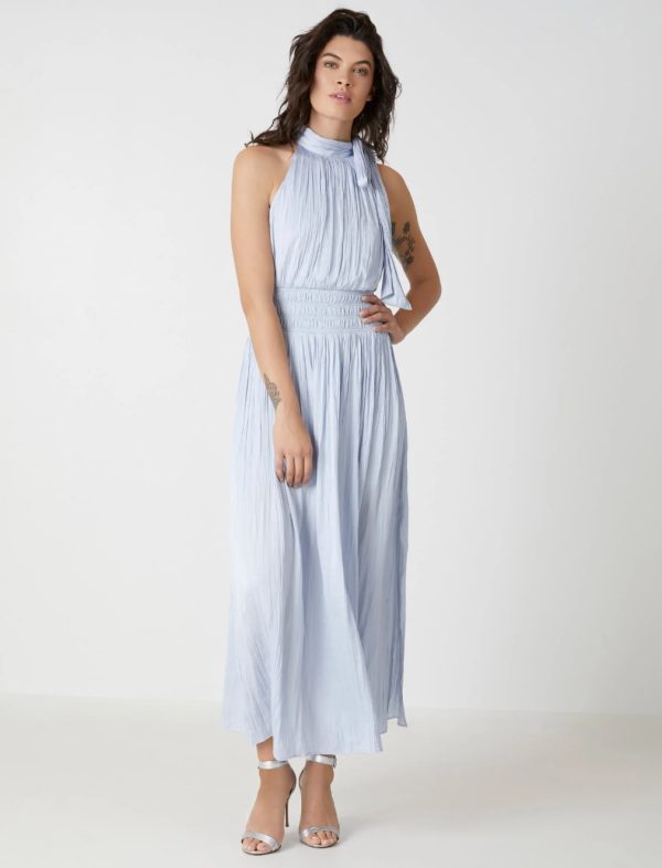 BCBG XENIA HALTER MAXI DRESS - XENON BLUE