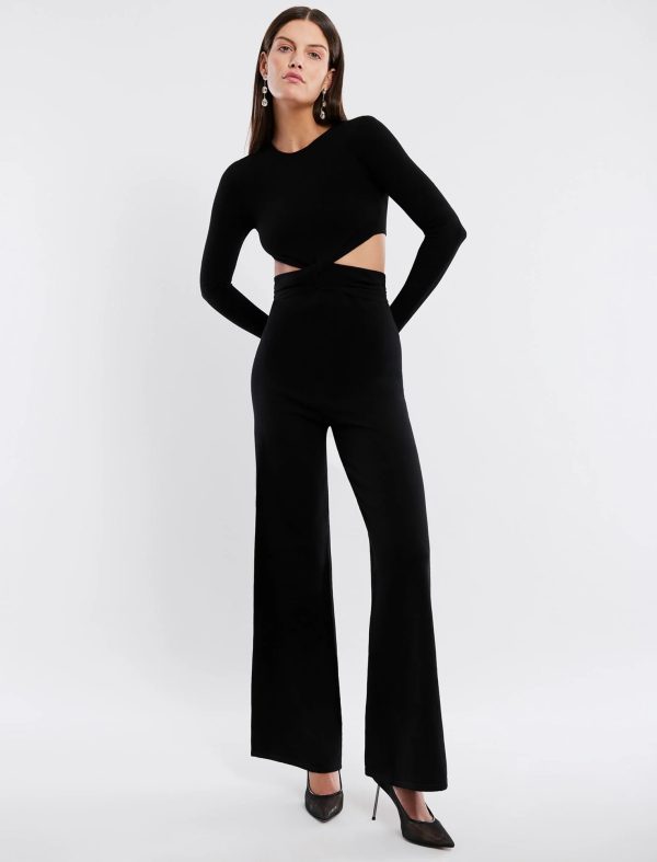 FEELTA BERNADETTE SWEATER JUMPSUIT - BLACK - Image 4