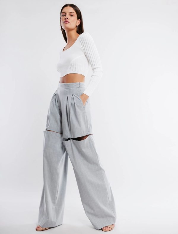 FEELTA LAVERNE OVERSIZED TROUSER - LT. HEATHER GREY