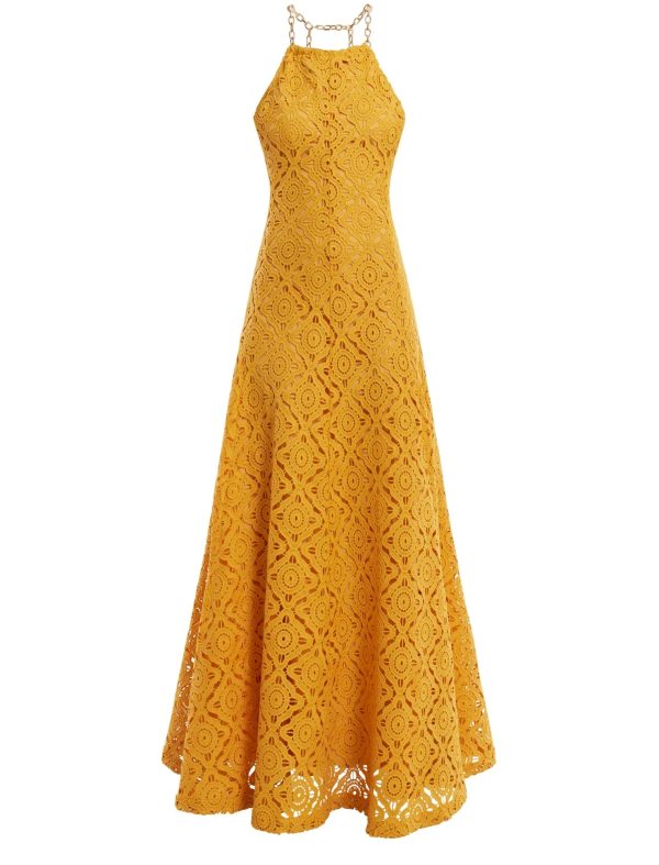 FEELTA MIEL HALTER DRESS - GOLD - Image 6