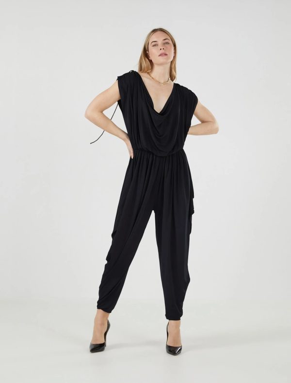 FEELTA SHORT SLEEVE JUMPSUIT - BLACK