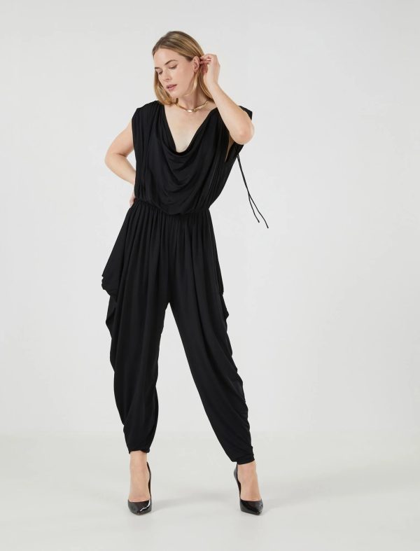 FEELTA SHORT SLEEVE JUMPSUIT - BLACK - Image 4