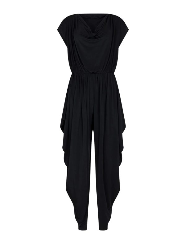 FEELTA SHORT SLEEVE JUMPSUIT - BLACK - Image 5