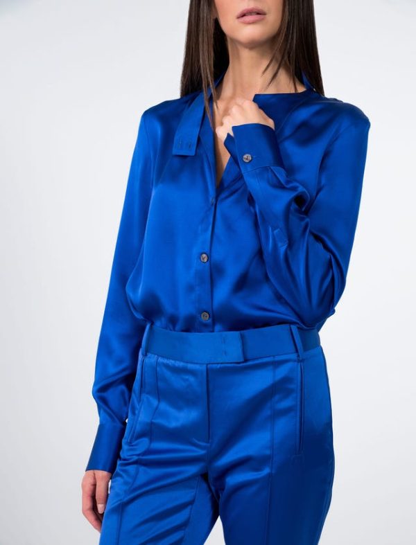 Bcbg SILK ASYMMETRICAL NECK SHIRT - Image 5