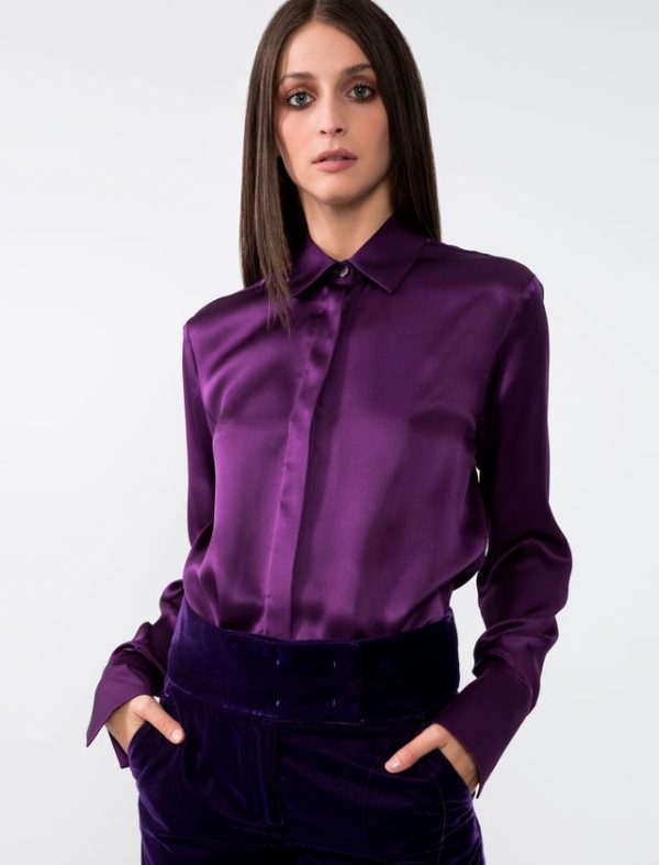 Bcbg SILK SATIN CLASSIC SHIRT - Image 4