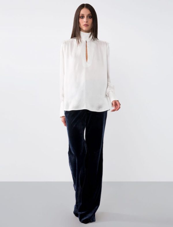 Bcbg VELVET MANDARIN NECK SHIRT