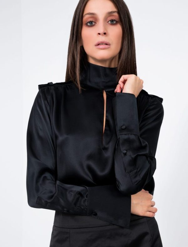 Bcbg VELVET MANDARIN NECK SHIRT - Image 5