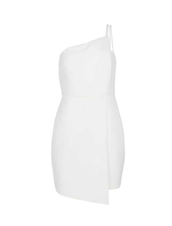 BCBG DRES SADRIANNE ONE SHOULDER MINI DRESS - OFF WHITE - Image 4