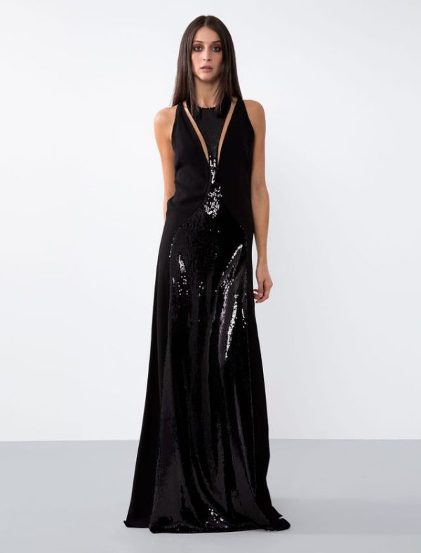 Bcbg CADY EVENING DRESS WITH EMBROIDERED SEQUINS