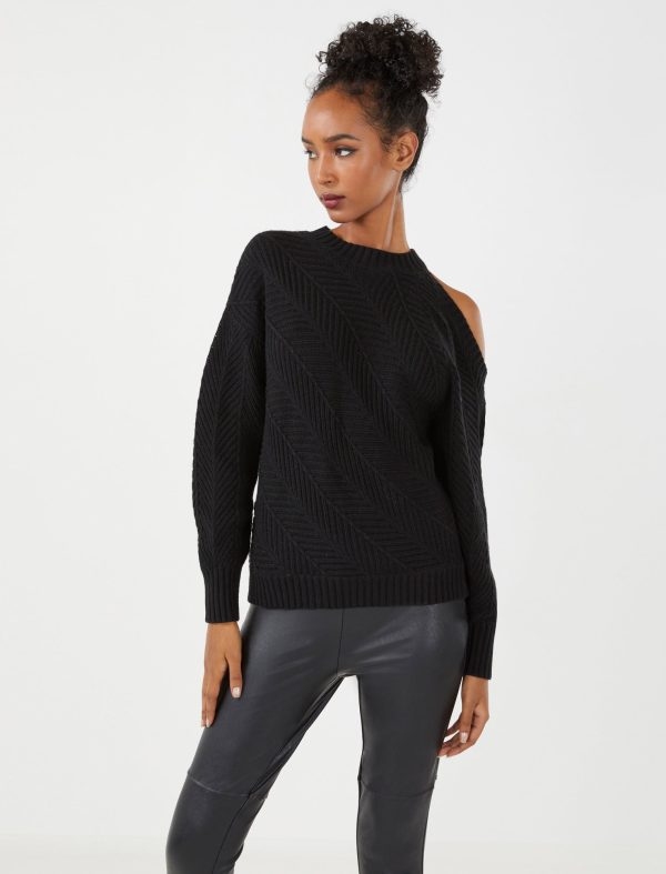 Bcbg Bias Rib Cold Shoulder Sweater