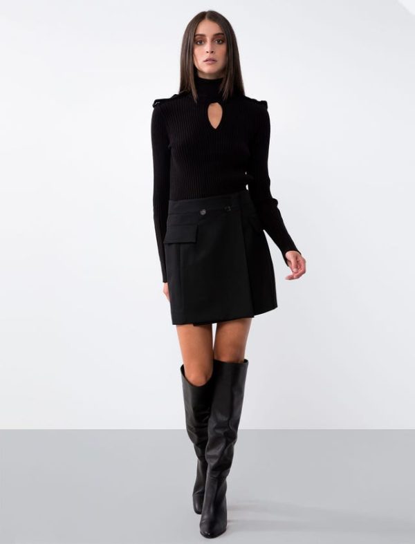 Bcbg STRETCH WOOL WRAP MINI SKIRT - Image 3