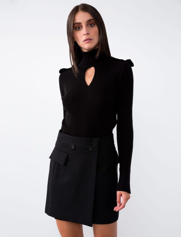 Bcbg STRETCH WOOL WRAP MINI SKIRT - Image 4