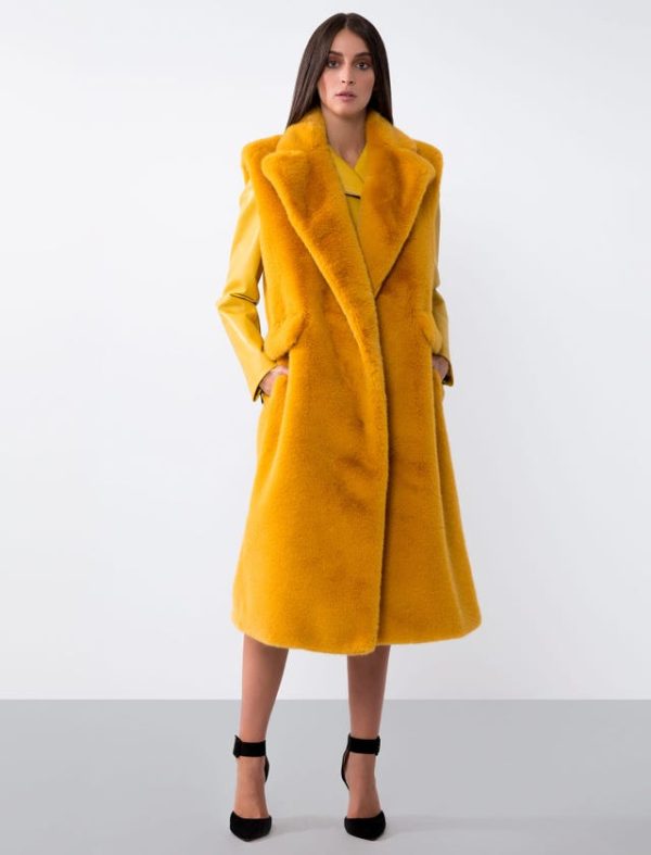 Bcbg FAUX FUR SLEEVELESS COAT