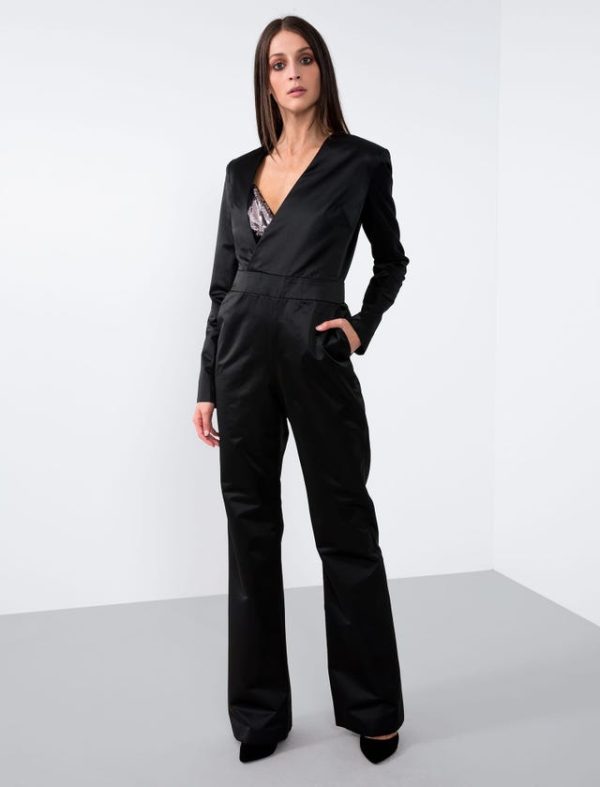 Bcbg WOOL/VISCOSE ASYMMETICAL NECKLINE JUMPSUIT - Image 5