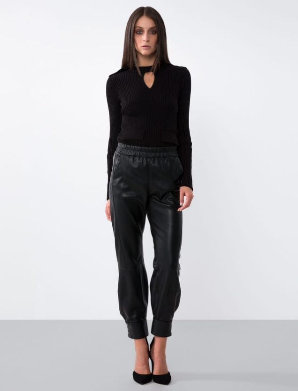 Bcbg FAUX LEATHER JOGGER PANT