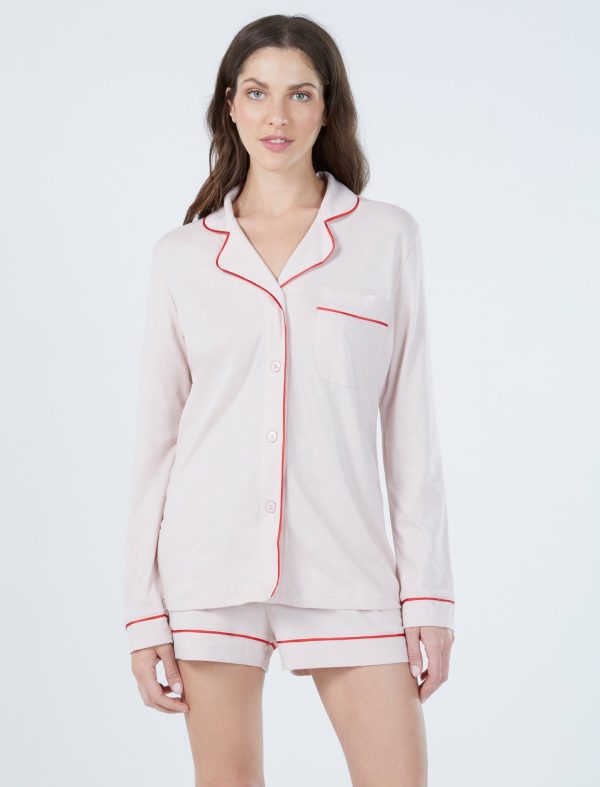 Bcbg Bonnie Long Sleeve Top & Boxer Pajama Set