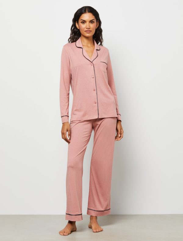 Bcbg Bonnie Long Sleeve Top & Pant Pajama Set