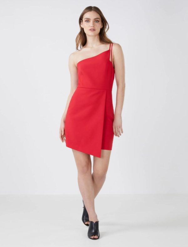 BCBG DRESS ADRIANNE ONE SHOULDER MINI DRESS - RED - Image 2