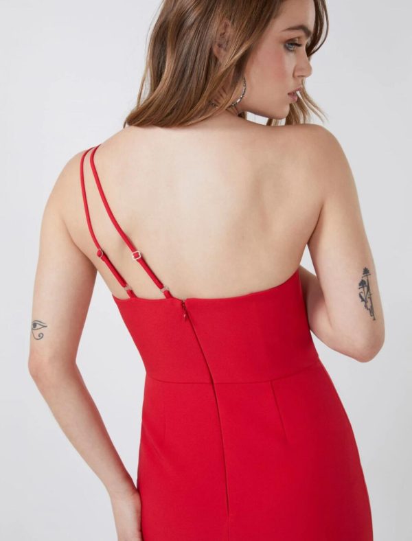 BCBG DRESS ADRIANNE ONE SHOULDER MINI DRESS - RED - Image 3