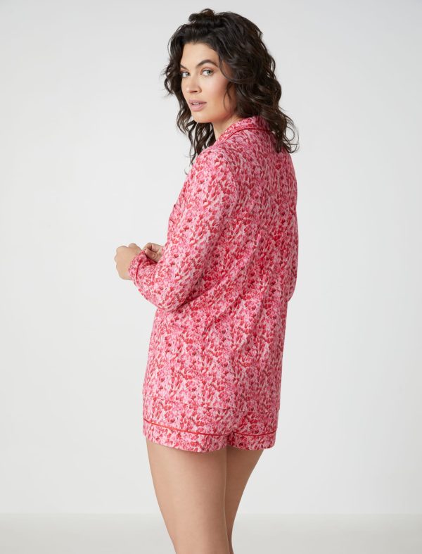 Bcbg Bonnie Printed Long Sleeve Top & Boxer Pajama Set - Image 3