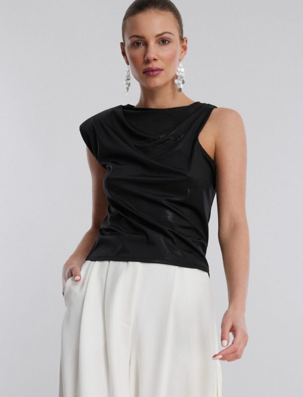 Bcbg ASYMMETRICAL CAP SLEEVE TOP