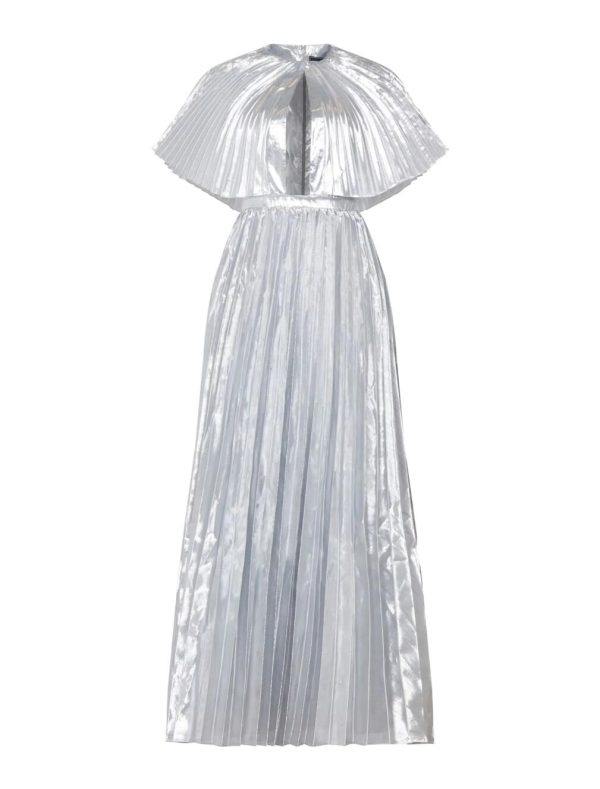 BCBG BOSCO METALLIC PLEATED EVENING DRESS - SILVER - Image 4