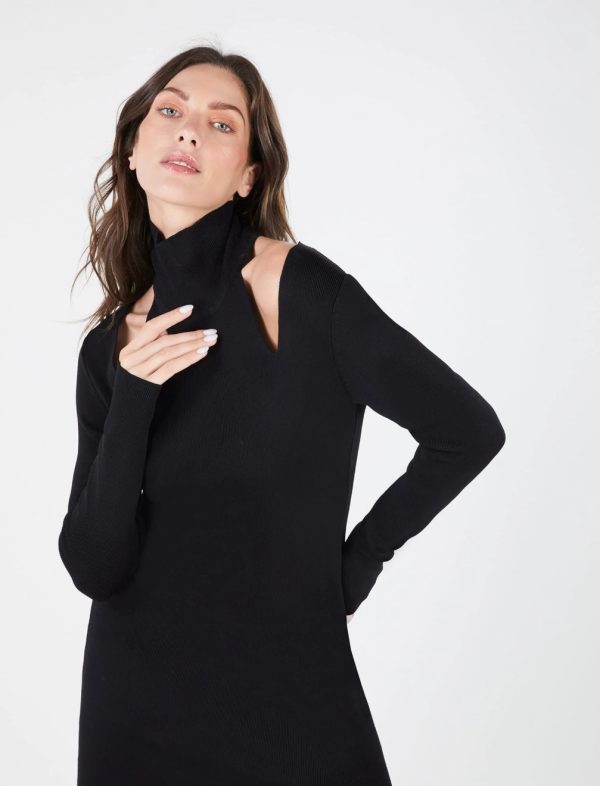 BCBG DRESS AGNESIA TURTLENECK DRESS - BLACK BEAUTY - Image 2