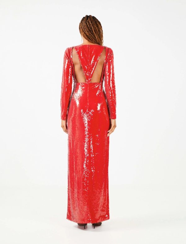 BCBG BRIA CUTOUT SEQUIN EVENING GOWN - RUBICONDO - Image 4