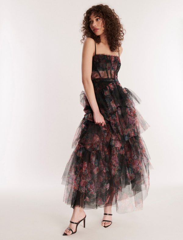 Bcbg Oly Tiered Ruffle Tulle Evening Gown - Image 5