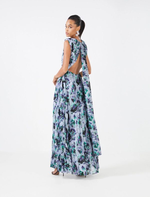 BCBG BRIGIDA PLEATED EVENING GOWN - STARK FLORAL PRINT - Image 2