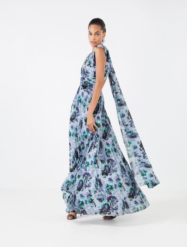 BCBG BRIGIDA PLEATED EVENING GOWN - STARK FLORAL PRINT - Image 3