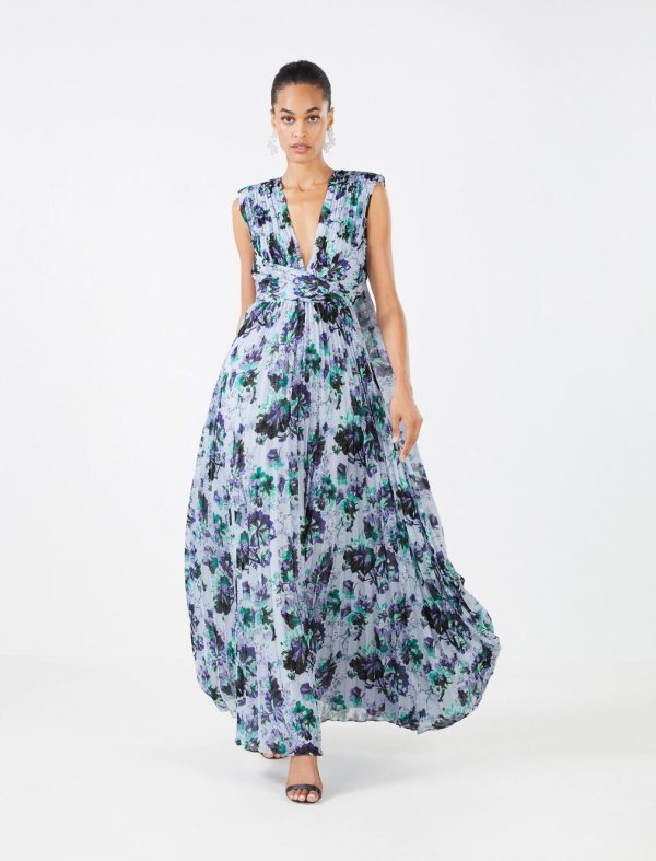 BCBG BRIGIDA PLEATED EVENING GOWN - STARK FLORAL PRINT - Image 4