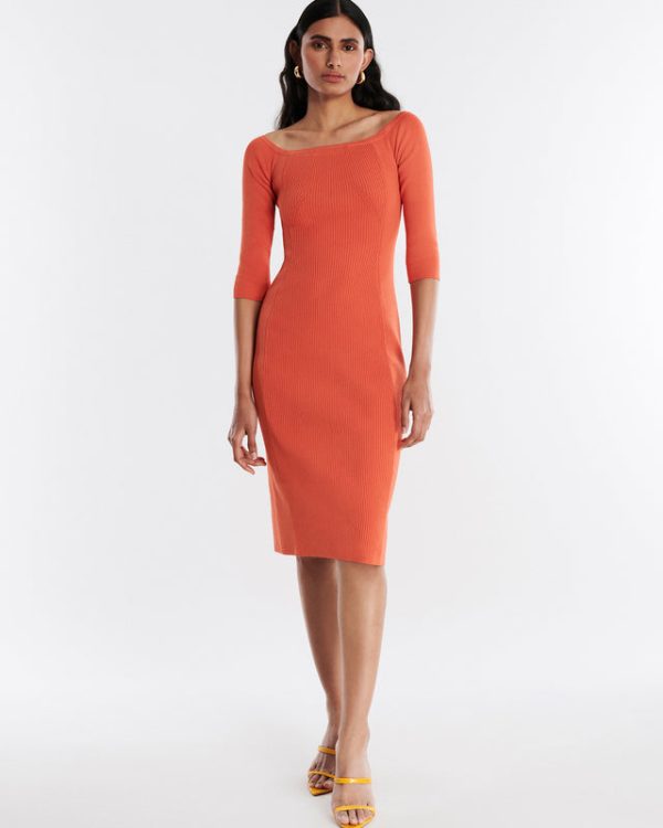 Bcbg Dexter Off-The-Shoulder Midi Dress