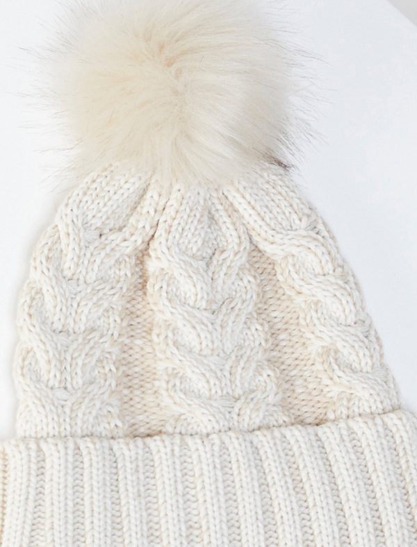 Bcbg Cable Knit Faux Fur Pom Beanie - Image 2