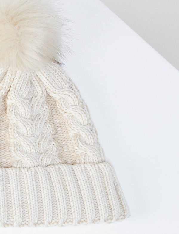 Bcbg Cable Knit Faux Fur Pom Beanie - Image 3