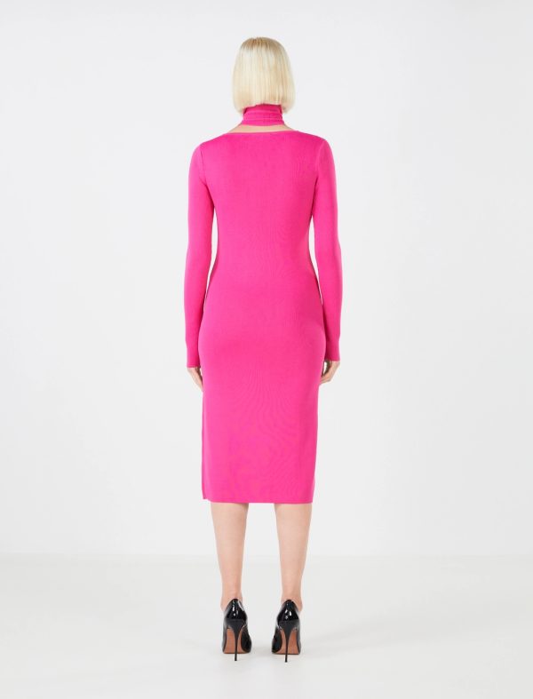 BCBG DRESSA GNESIA TURTLENECK DRESS - PEACOCK PINK - Image 3