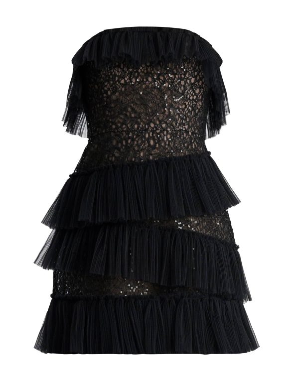 Bcbg Lilia Pleated Ruffle Lace Mini Dress - Image 8