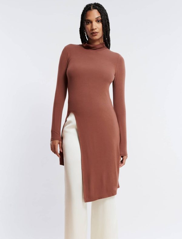 Bcbg Asymmetrical Turtleneck Top