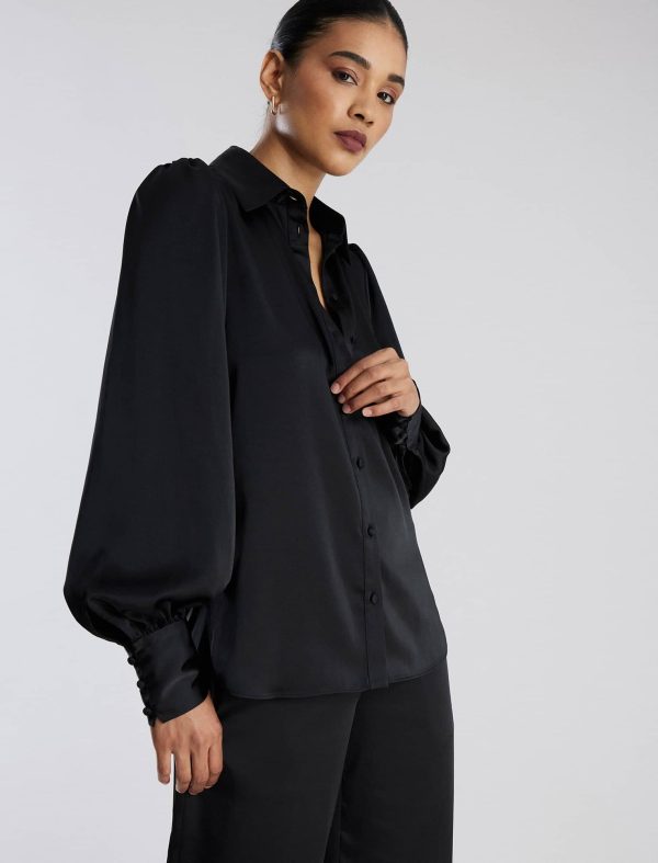 Bcbg Balloon Sleeve Button-Up Top