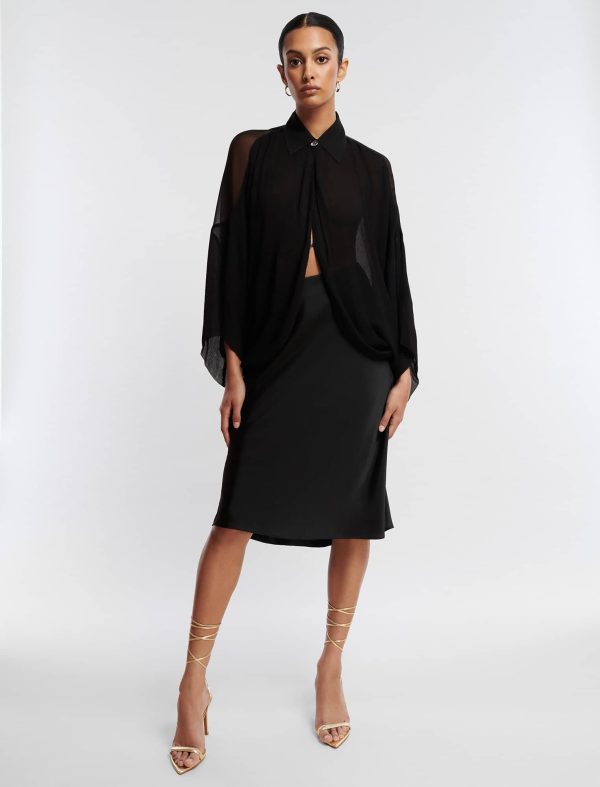 Bcbg Midi Skirt A-Line Satin