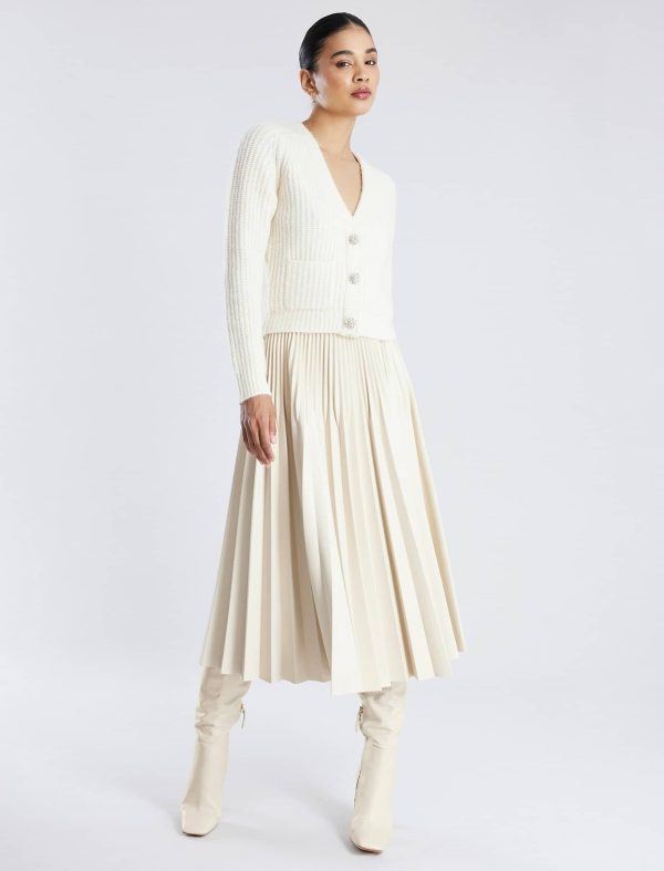 Bcbg Audette Faux Leather Pleated Midi Skirt