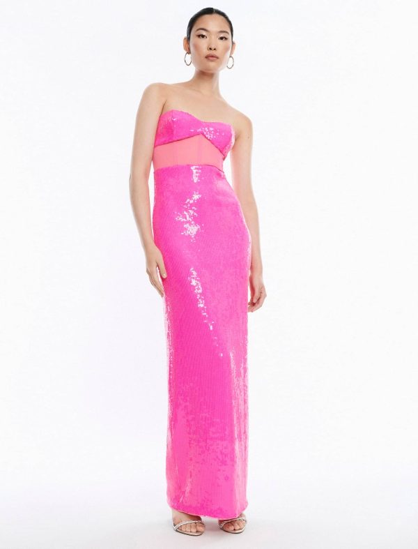 Bcbg Juno Strapless Bustier Sequin Gown