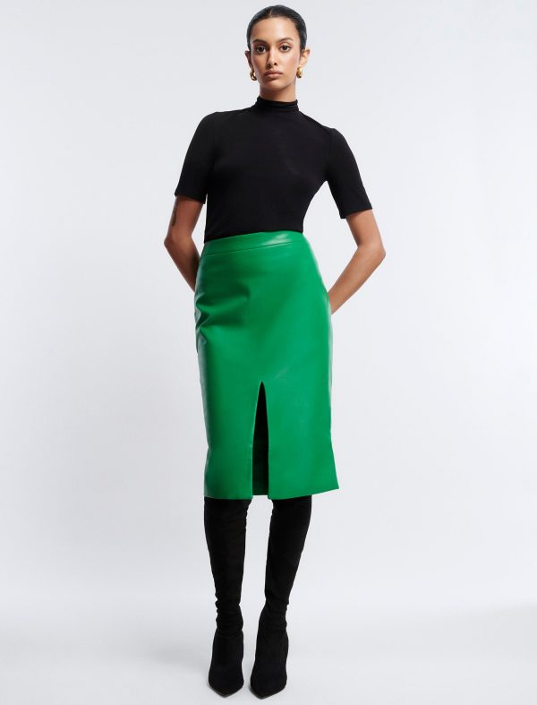 Bcbg Front Slit Faux Leather Midi Skirt - Image 5