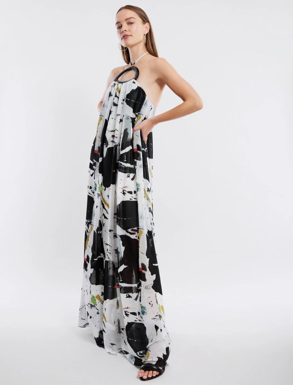 BCBG CALLIA HALTER EVENING GOWN - WHITE MULTI - Image 3