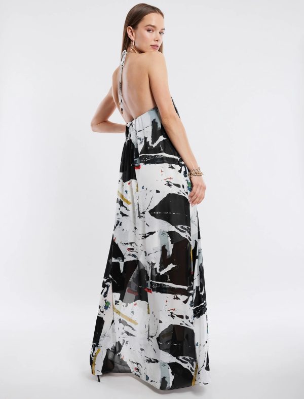 BCBG CALLIA HALTER EVENING GOWN - WHITE MULTI - Image 4