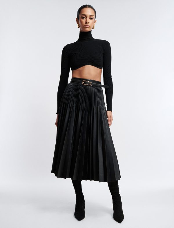 Bcbg Audette Faux Leather Pleated Midi Skirt - Image 2