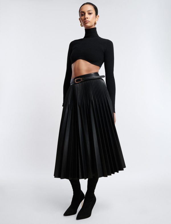 Bcbg Audette Faux Leather Pleated Midi Skirt - Image 3