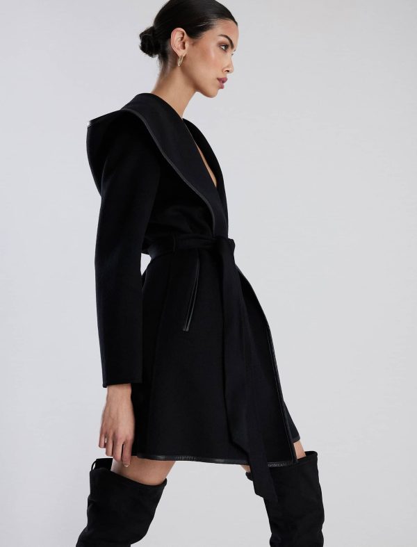 Bcbg Violet Belted Hooded Wrap Wool Coat - Image 3