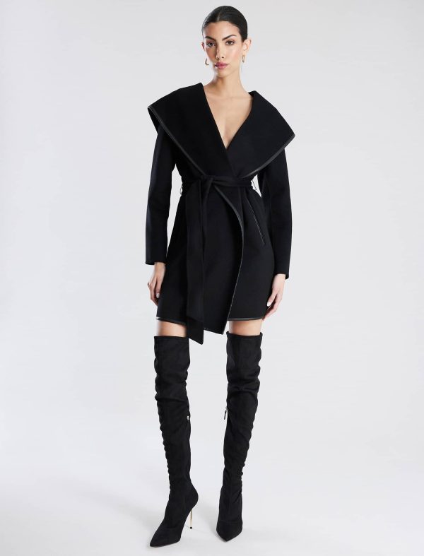 Bcbg Violet Belted Hooded Wrap Wool Coat - Image 5