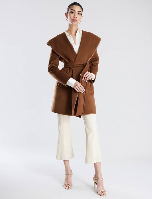 Bcbg Violet Belted Hooded Wrap Wool Coat - Image 5